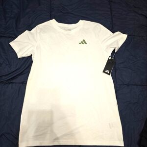 Adidas Youth White Tee with Green Logo